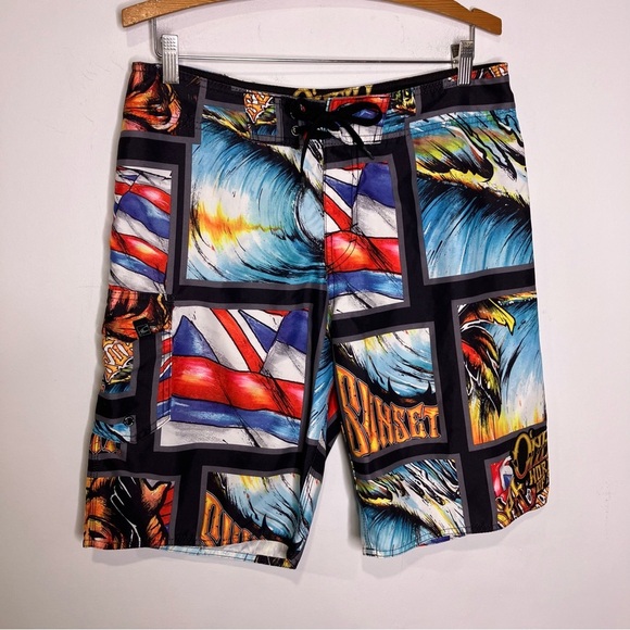 O’Neill World Cup of surfing board Shorts graphic print men’s size 32 beach surf - Picture 1 of 8